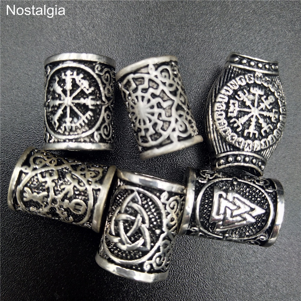 Set of 3 Viking Valknut Beard Beads